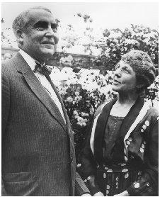 Warren G. Harding and his wife, Florence, share a light moment in the garden. THE LIBRARY OF CONGRESS